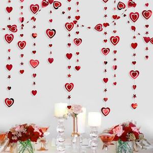 Party Decoratie 3M Red Birthday Wedding 3d Heart Star Paper slingers slingeren Hangende moederdag verloving bruids douche vrijgezel