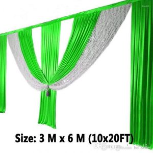 Décoration de fête 3MX6M 10FT X 20FT toile de fond de mariage pièce maîtresse Swags argent paillettes rideau célébration scène rideaux