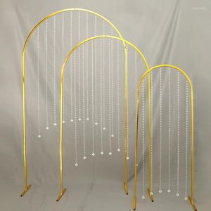 Party Decoration 3pc/Set Wedding Arch With Bead Curtain vergulde glanzende glanzende Ballon Flower Achtergrond Birthday Road Lead