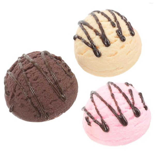 Boules de crème glacée artificielles, décoration de fête, modèle réaliste, pour magasin de desserts, 3 pièces