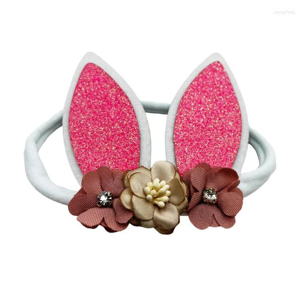 Décoration de fête 3 pièces mignon bébé filles bandeau oreilles avec des arcs de paillettes pour cadeau de pâques fille bandeaux longue oreille fleur bandeaux