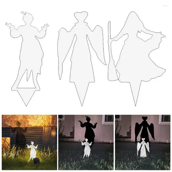 Décoration de fête 3pcs Halloween Witch Silhouette Garden Decor Metal Outdoor Courtard Backyard Lawn Women Face Face Ground Insert