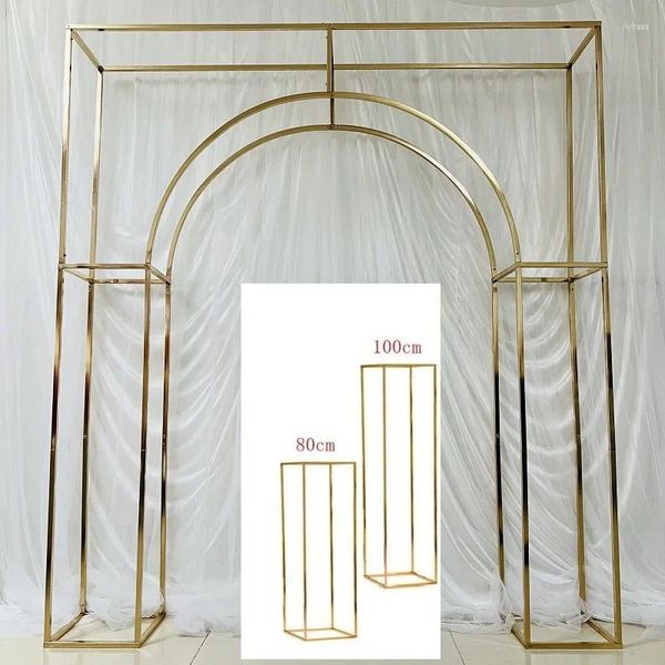 Decoración de fiestas 3pcs Fashion de lujo Arch Flower Arch Boded Drop Puerta Bienvenido Marco de cumpleaños Pantalla de globo de cumpleaños Pastel de columna de zócalo