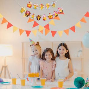 Decoración de fiestas 3pcs Set 16.4 pies Tarjeta de papel naranja para banderas de banner de banderines de cumpleaños