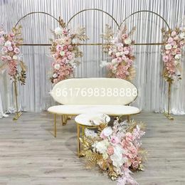 Decoración de fiesta 3 unids/set soporte floral arco de metal dorado telón de fondo de acero inoxidable para decoración de boda fiesta