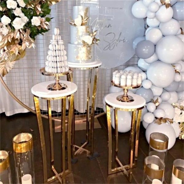 Decoración de fiestas 3pcs/set de pastel de oro zócalo/mesa de postre de fiesta/pedestales