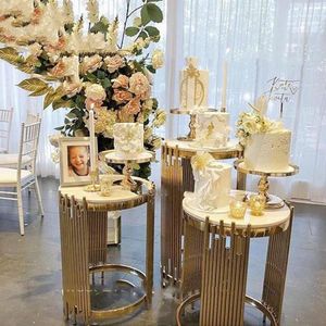 Décoration de fête 3 pièces/ensemble) cadre de toile de fond en métal doré arc de mariage support de fleur en acier inoxydable pour Yudao463