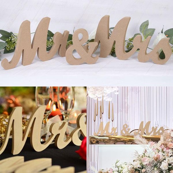 D￩coration de f￪te 3pcs / ensemble mrmrs alphabet lettre signe mariage douche nuptiale po accessoires