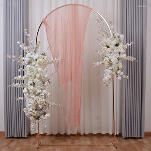 Décoration de fête 3 pièces or brillant grandes arches de fleurs pelouse extérieure mariage bienvenue porte écran cadre accessoires anniversaire décors dentelle ballon