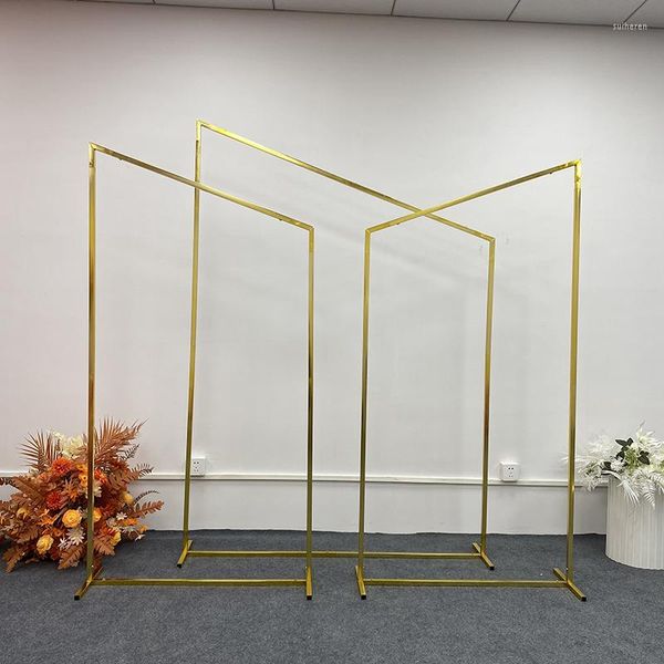 Décoration de fête 3pcs arc de mariage brillant plaqué or bord biseauté pointu écran géométrique en trois dimensions support de fleur décoratif