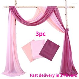 Feestdecoratie 3 stcs bruiloft tuLle chiffon diy boog drape pure kristal draperend gordijn voor achtergronddecoratie