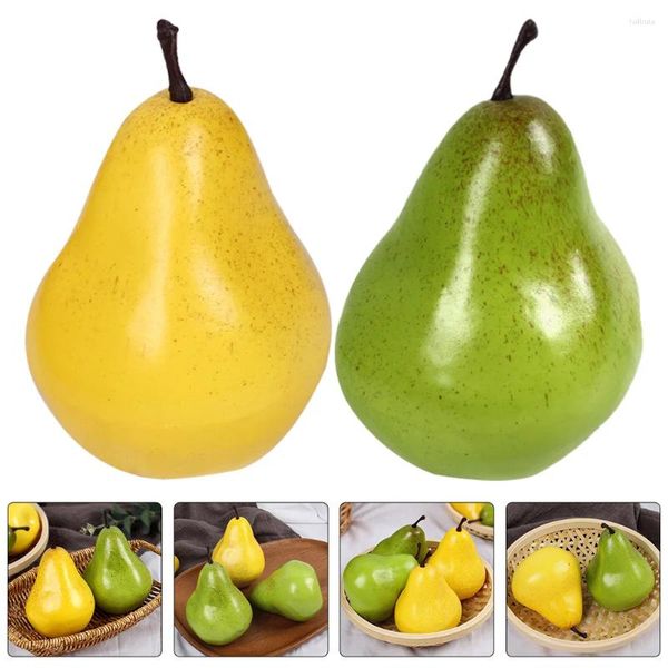 Decoración de fiesta 4 PCS Fruta de pera artificial Modelo realista Simulado Frutas confitadas Tienda Adorno Decorativo Modelos de espuma falsa