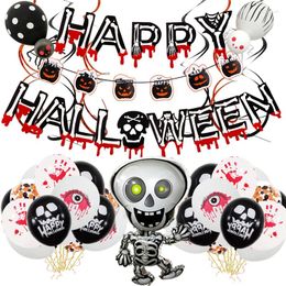 Party Decoration 4 Sets Halloween Set Happy Ballonnen en Banner for Bar Home Decor Supplies Groothandel X2