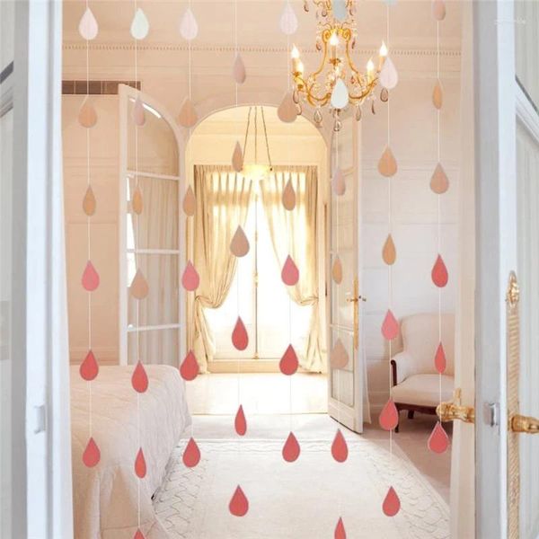 Décoration de fête 4 bandes / ensemble 1,3 m couleurs dégradées forme de goutte de pluie guirlandes de papier bannière suspendue pour mariage anniversaire noël décor à la maison