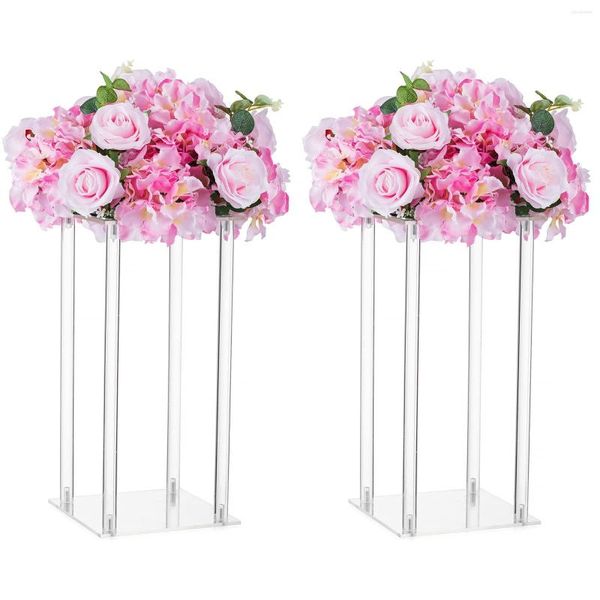 Décoration de fête 40 cm acrylique fleur Vase clair Table pièce maîtresse mariage luxe Floral Stand colonnes pour mariage