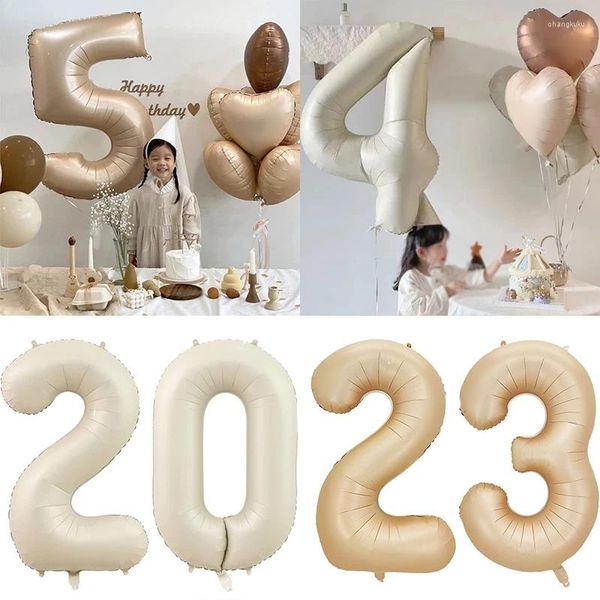 Décoration de fête 40inch Big Cream Color Numéro Ballons 0-9 Grand feuille numérique Helium Adult Happy Birthday Wedding Baby Shower