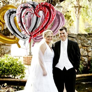 Decoración de fiesta Globo de corazón grande de 40 pulgadas Globos de aire en forma de oro rosa Día de San Valentín Boda Amor Decoraciones Suministros Papel de aluminio