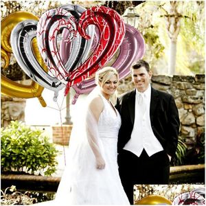 Décoration De Fête 40 Pouces Grand Coeur Ballon Rose Or Forme Ballons À Air Saint Valentin Mariage Amour Décorations Fournitures Feuille Drop De Dhzy3