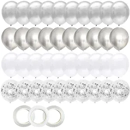 Décoration de fête 40pcs 12 pouces argent confetti mixtes ballons ballons garçon fille anniversaire femme adulte femme décorations de remise des diplômes décor