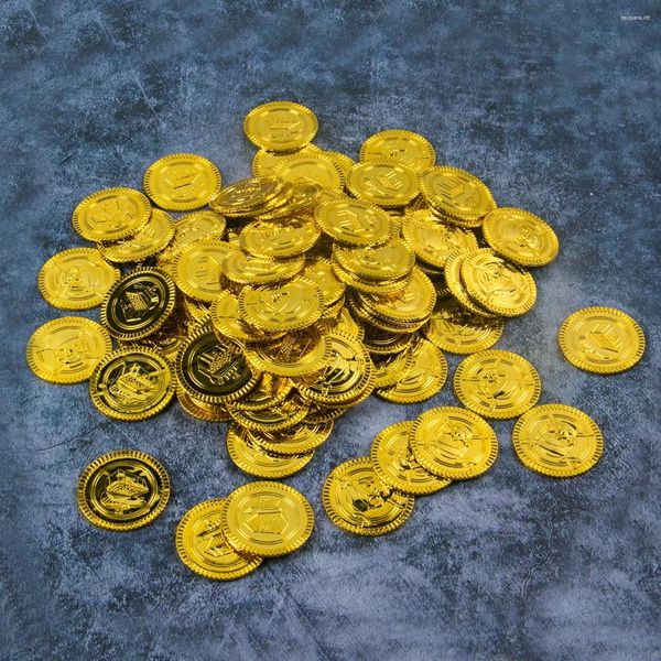 Decoración de fiestas 40pcs Presupos de moneda de plástico Pirata Halloween Suministro de tesoro falso para niños
