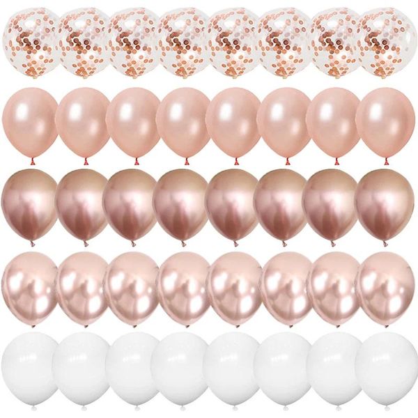 Decoración de fiestas 40pcs Rose Gold Confetti Látex Balloons Backdrop Adult Kids Bachelorette Anniversary Suministros