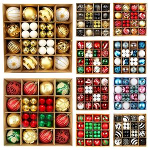 Decoración de fiesta 44 piezas de adornos de bolas de Navidad surtidos, bolas colgantes irrompibles, juego de 6 cm con cordón para árbol de Navidad navideño