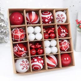 Feestdecoratie 44 -stks/doos kleurrijke sneeuwvlokpatroon kerstballen thuisjaar boomdecoraties Noel Noel