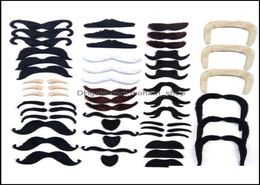 Décoration de fête 48 pièces Costume drôle Pirate moustache Cosplay fausse moustache barbe pour enfants Adt Hal6363165