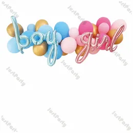 Feestdecoratie 48 stcs Geslacht onthullen ballonnen Garland Arch Kit Blue Pink Boy of Girl Baby Shower Birthday Baptism Dooping Decorations