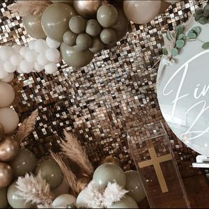 Feestdecoratie 48 stcs/set glitter pailletten achtergrond wandpaneel goud vierkant transparante snap bruiloft shimmer pailletten achtergrond