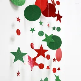 Décoration de fête 4M Guirlande de ficelle de papier Princesse Jardin Glitter Star Cercle rond Ornements suspendus pour rideau de Noël DIY Décor