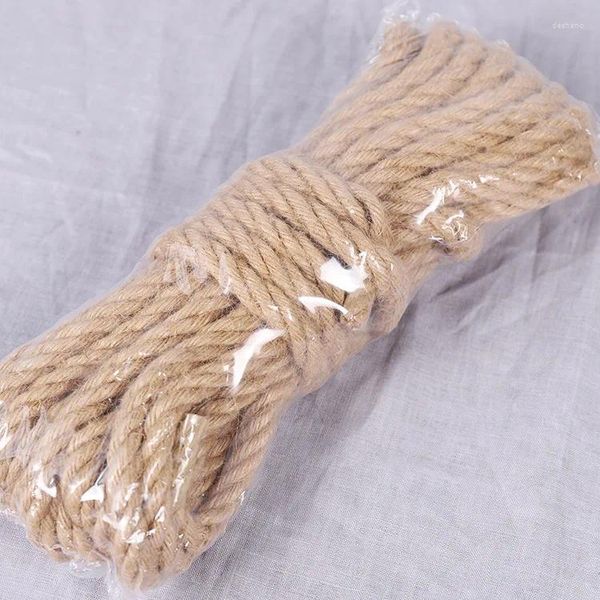 Decoración de fiesta 4 mm Cordel de yute natural Cordón de cuerda vintage Arpillera para manualidades DIY Envoltura de regalos Jardinería Decoración de bodas 10 m / lote