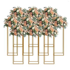 Décoration de fête 4pcs / 10pcs Gold Crame Backdrop Stand Rectangular Metal Flower Rack pour le décor d'anniversaire de mariage