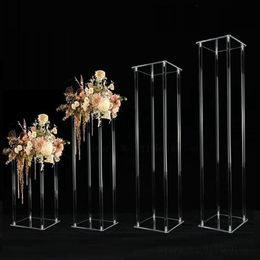 Décoration de fête 4pcs Vase de sol en acrylique Clear Flower Table Centerpiece Mariage Moderne Vintage Floral Stand Colonnes De Mariage Decor275p