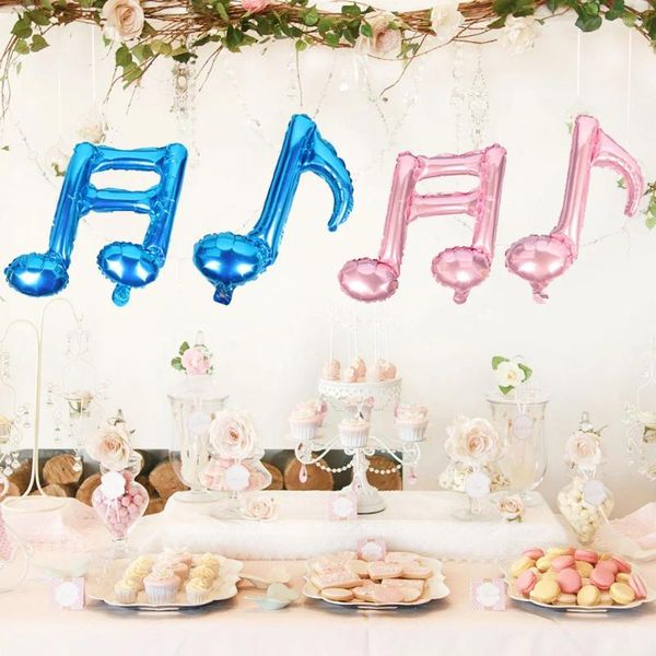 Decoración de fiesta 4 unids Cumpleaños Globos de papel de aluminio Forma de nota musical Creativo para aniversario de boda