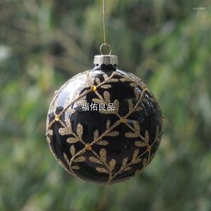 Décoration de fête 4 pièces/paquet diamètre 12 cm Globe noir arbre de noël ornements suspendus argent plaqué artisanat pendentif en verre