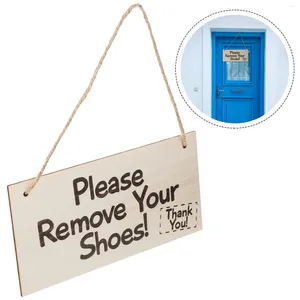 Décoration de fête 4pcs Veuillez retirer vos chaussures suspendues en bois Plaque de porte en bois vintage