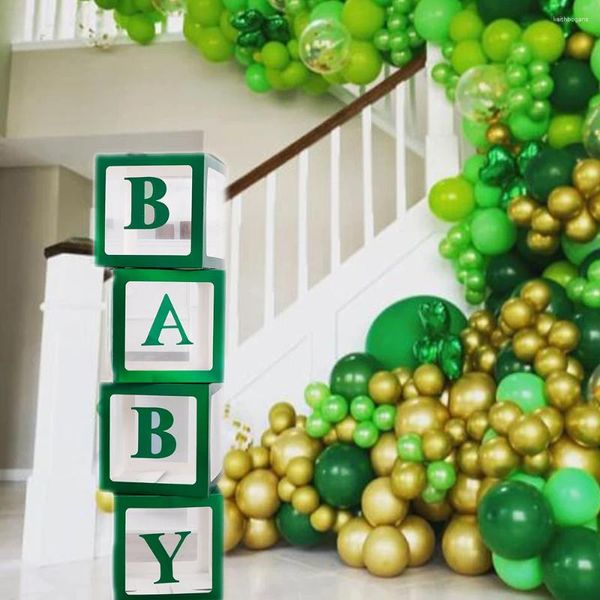 Décoration de fête 4pcs / Set Green Baby Balloon Board Shower Boy Girl Girl Birthday Kids 1st Jungle Safari Decor Supplies