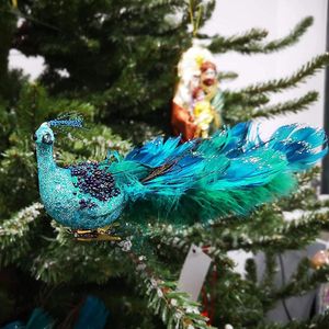 Feestdecoratie 4 stks/set Simulatie Blauwe Pauw Standbeeld Driedimensionale Natuurlijke Veren Festivalbenodigdheden Pasen Kerstmis DIY
