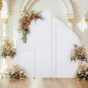 Party Decoratie 4 stks Spandex Wedding Arch Cover Backdrop Fitting 2-Sided Half Moon Top Chiara Stand for Birthday Decor