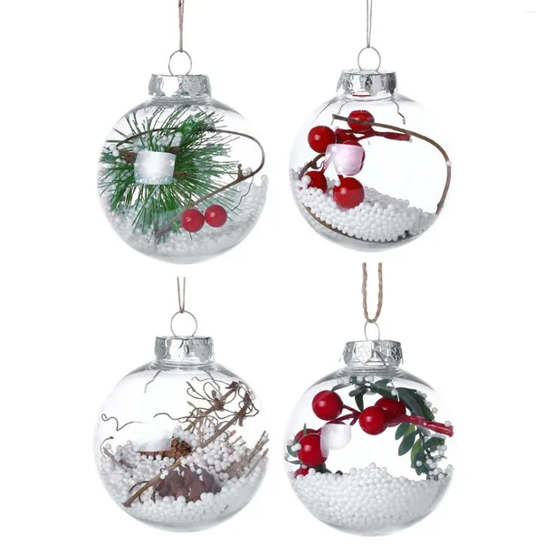 Decoración de fiestas 4pcs colgante de Navidad Clear Hanging Ball Árbol de Navidad Decoración de adornos Decoraciones Suministros estilos aleatorios AVANTADOS