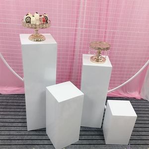 Décoration de fête 4 pièces ensemble accessoire de mariage fer Art carré support à gâteau étagère Dessert Table zone d'accueil connexion fleur artificielle décor