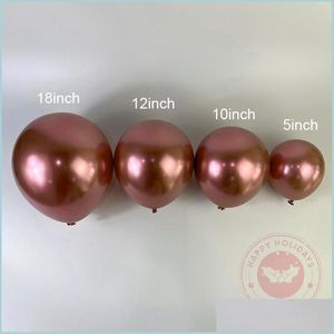 Party Decoration 5/10/12/18 inch Rose Gold Metal Chroom Ballonnen Groothandel Baby Happy Birthday Achtergrond Balloo Packing2010 DHRDF