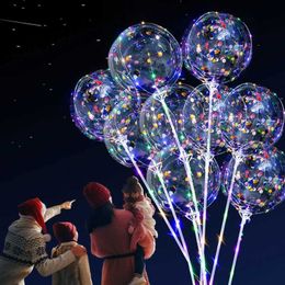 Party Decoratie 5/10 stks Kerst Lumineuze Bobo Balloon Decor Transparant Led Led Light Helium flitsende ballonnen Verjaardag Wedding Party Decoratie T240422