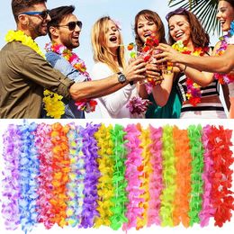 Décoration de fête 5/10pcs hawaïen Leis guirlandes de fleurs collier Tropical couronne florale pour mariage de plage cadeaux Luau d'été