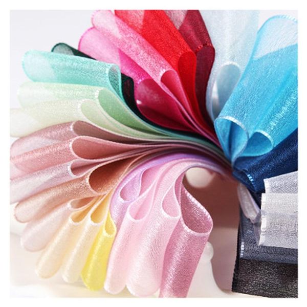 Décoration de fête 5/25 / 50yards / rouleau 38mm ruban d'organza en gros emballage cadeau bricolage mariage rubans de soie de Noël tissu de dentelle WD0129