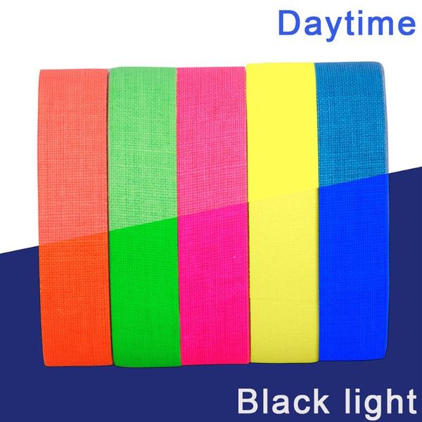 Décoration de fête 5/6 pièces UV couleur unie Blacklight réactif lueur dans le noir ruban Fluorescent néon Gaffer