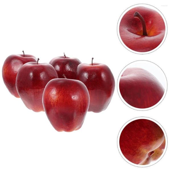 Decoración de fiesta 5 PCS Simulación Serpiente Roja Modelo de fruta Artificial Deliciosas Manzanas Cocina Frutas Po Props Falsa Espuma de Alta Densidad