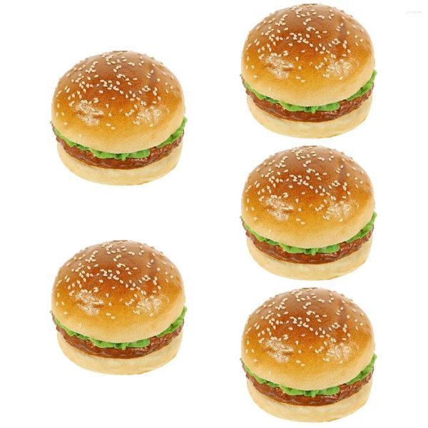 Decoración de fiesta 5 PCS Filete Simulado Hamburguesa Modelo Bebé Pastel Juguete Pan Artificial Pantalla Falsa