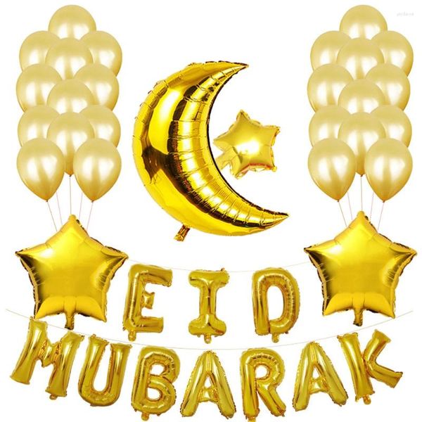 Décoration de fête 5 Set Ramadan Eid Mubarak Latex Balloons Gol Silver Foil Ballons Islamic Muslim Festival Supplies Wholesale X2